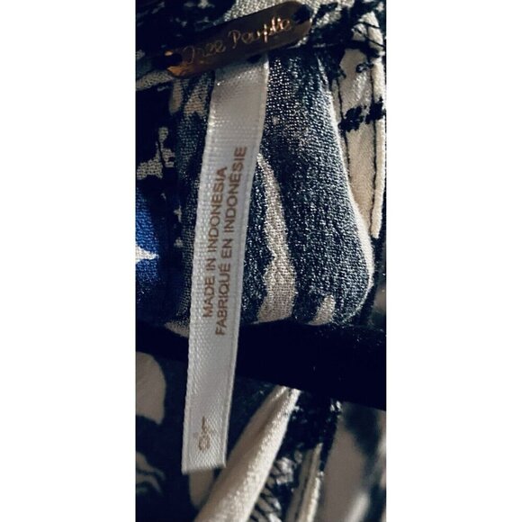 Free People Dress Womens Large Drift Away Black Abstract Cold Shoulder Tunic - Picture 8 of 10